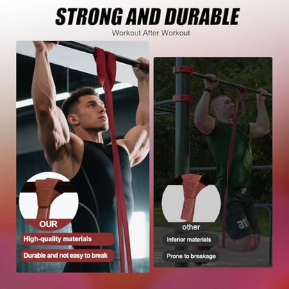 WHATAFIT Resistance Bands, 5 Level Pull Up Assistance Bands for Working Out - color: 5-125LBS ORANGE RED+GRIP