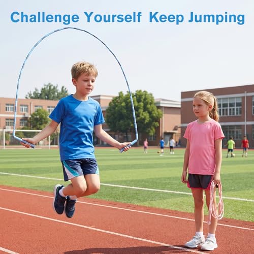10 Pack Beaded Jump Rope for Kids, Upgraded Segmented Jumping Rope with Soft Anti-slip Handles Tangle-Free Segmented Jump Rope Adjustable Skipping Rope Speed Rope for Men & Women