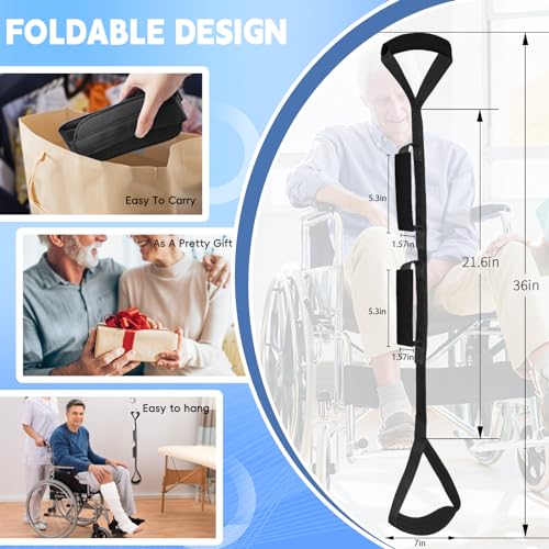 36 Inch Long Leg Lifter, Rigid Leg Lifter Strap with EVA Handgrips &Foot Loop, Leg Lifter After Hip Replacement&Knee Surgery Recovery Aids Kit,Getting Legs in and Out of Bed,Car,Wheelchair (Black) - color: Black, size: 36 Inch