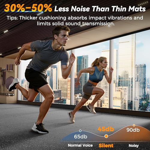 SUPERJARE 1" Extra-Thick Rubber Top Exercise Mat, Gym Flooring for Home Gym - size: 6 Tiles (24 Sq Ft)