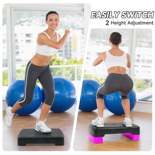 18" Aerobic Exercise Step Platform, Lightweight Portable Step Up Platform Trainer, Adjustable Height 3.9”5.9” for Home Gym