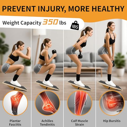 Balance Board for Physical Therapy, Wooden Wobble Board for Balance Training and Ankle Strengthening, Anti-Slip Surface, 350 lbs Capacity Standing Desk Rocker Board