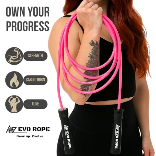 Evo Rope | 1.1LB Weighted Jump Rope for Women & Men – Adjustable 10mm Heavy PVC Skipping Rope for Fitness, Ideal for High-Intensity Training, MMA, Boxing, CrossFit, Weight-loss Workouts