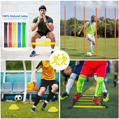 Soccer Agility Training Poles Equipment |Adjustable Soccer Equipment for Training Includes 6 Flexible Agility Poles - color: Orange Pole