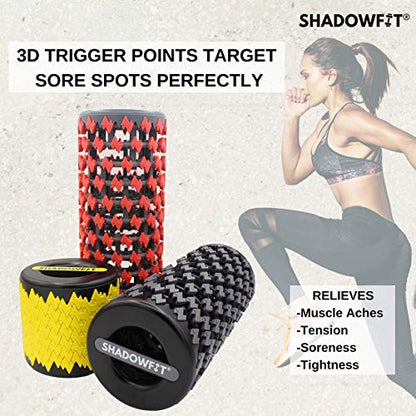 Shadowfit Foam Roller - Muscle Roller & Massage Roller for Trigger Point, Stretching Equipment for Legs, Hamstrings, Upper & Lower Back Pain - color: Yellow