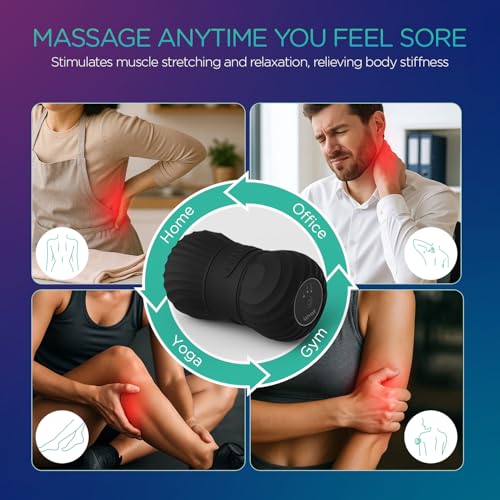 Vibrating Peanut Massage Ball Roller, Electric Double Lacrosse Massage Ball with 4 Intensities for Muscle Pain Relief, Rechargeable Deep Tissue Massage, Yoga Sports Fitness MB300 (Black) - color: Black
