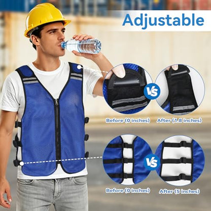 Cooling Vest for Hot Weather, Adjustable Cooling Jacket Safety Vest/Running Lightweight Vest/Reflective Vest/Ice Vest - color: Blue, size: XX-Large