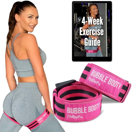 Blood Flow Restriction Bands for Women Glutes with 4-Week Booty Bands Exercise Guide, Bfr Booty Occlusion Bands for Women, Booty Bands Legs and Butt, Blood Restriction Workout Bands for Squats - style: Pink Stripes