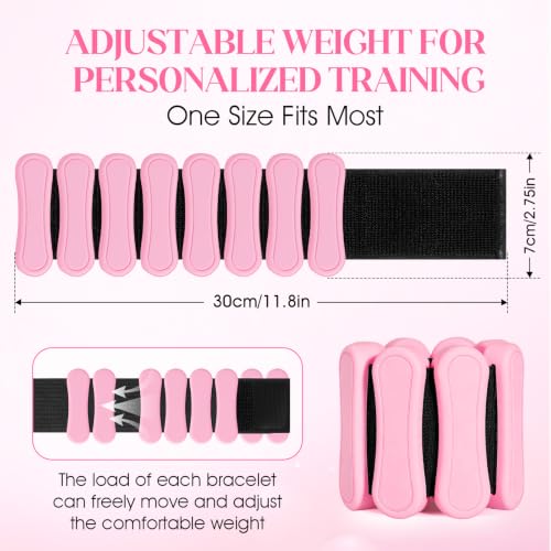 Ankle and Wrist Weights for Women & Men, Adjustable Leg & Arm Weights Set of 2 (1Lbs Each), Weighted Bangles Fits for Yoga, Pilates, Home Gym, Strength Training - color: Pink