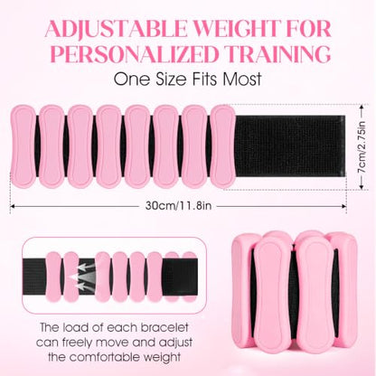 Ankle and Wrist Weights for Women & Men, Adjustable Leg & Arm Weights Set of 2 (1Lbs Each), Weighted Bangles Fits for Yoga, Pilates, Home Gym, Strength Training - color: Pink