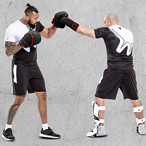 RDX Boxing Pads Curved Focus Mitts, Maya Hide Leather Kara Hook and jab Training Pads, Adjustable Strap Ventilated, MMA Muay Thai Kickboxing Coaching Martial Arts Punching Hand Target Strike Shield - color: Golden