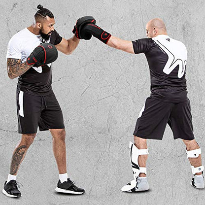 RDX Boxing Pads Curved Focus Mitts, Maya Hide Leather Kara Hook and jab Training Pads, Adjustable Strap Ventilated, MMA Muay Thai Kickboxing Coaching Martial Arts Punching Hand Target Strike Shield - color: Golden