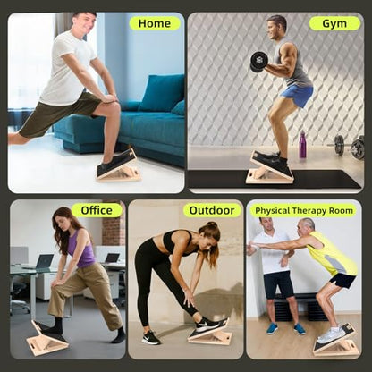 Adjustable Wooden Slant Board for Calf Stretching ,Portable Calf Strecther Incline Board for Knees Ankle Heel Feet Leg,Slanted Board for Physical Therapy