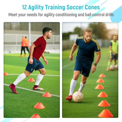 Soccer Training Mat with Integrated Ladder & Cones | 4-in-1 Football Footwork Agility Trainer for Team Practice | Non-Slip Speed & Ball Control Exercise Mat