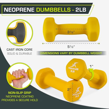ProsourceFit Neoprene Dumbbell Coated for Non-Slip Grip - size: 2-Pound