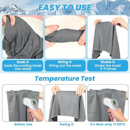 INNOLIFE 2 Pack Cooling Towels, Soft Breathable Ice Towel Chilly Towel for Sports, Gym, Fitness, Running, Hiking, Yoga - Black