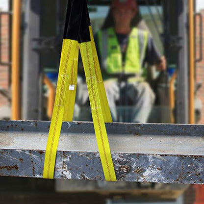 Lift Sling Straps, JCHL 6.5'X2 Heavy Duty Flat Eye Lift Sling 13,000 lbs Capacity Lifting Straps Nylon Tree Saver Recovery Strap Web Sling Winch Strap 2-Pack