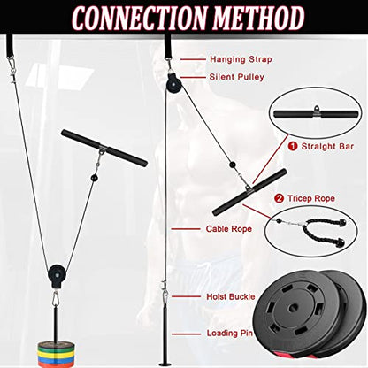 LAT Pulley System for Home Gym – Strength Training Fitness Equipment Cable Machine for Triceps, Biceps, Back & Shoulder Workouts - color: Cable