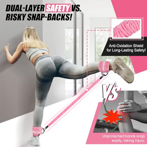 Ankle Resistance Bands with Cuffs, Ankle Weights Bands for Working Out, Women Leg and Glutes Workout Equipment, Exercise Bands for Kickbacks, Butt and Booty Trainer, Home Gym Fitness Equipment