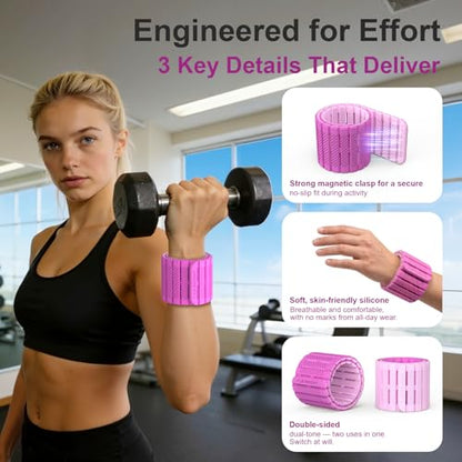 SE7EN Magnetic Ankle Weights for Women & Men | Set of 2 Weights (1 lb Each) | Adjustable Size Silicone Wirst & Leg Weights for Pilates, Yoga, Pool, Gym