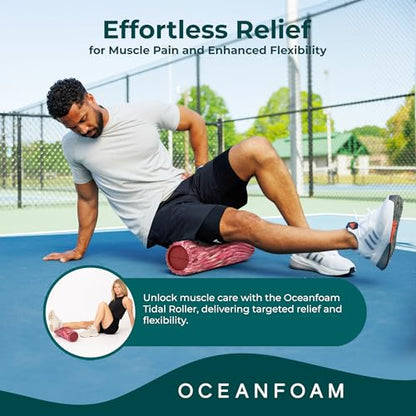 Tidal Roller - Maroon, Blush & Hot Pink Marbled - Muscle Massage Foam Roller for Back Pain & Stretching - Firm & Ergonomic Wide Wave Textured - Yoga & Athletics - Full Size, 20" x 5" - color: Maroon,blush & Hot Pink Marbled
