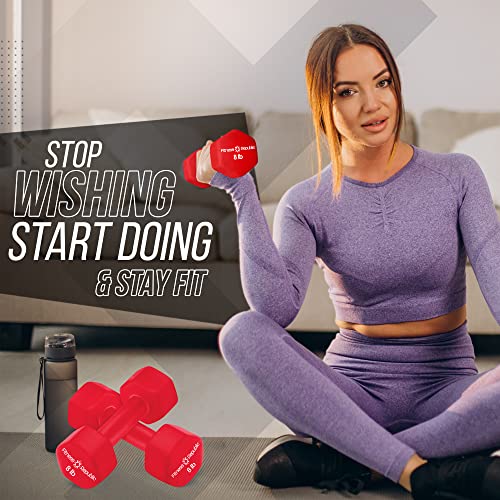 Fitness Republic Neoprene Dumbbell Set of 2, Non-Slip, Hex Shape, Free Weights for Muscle Toning and Strength Building - Portable Home Gym Hand Weights