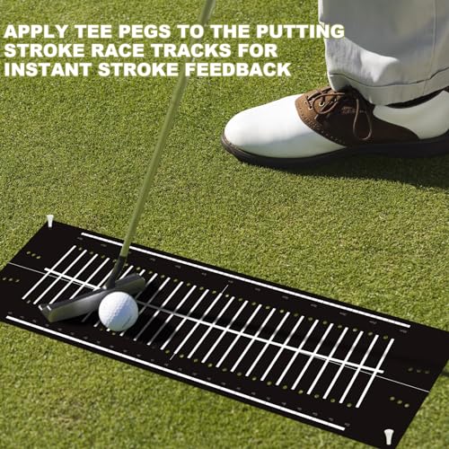 Golf Putting Mats Practice Indoor 30 x 8.27 Inch Golf Putting Practice Training Aid Alignment Track Green Mat Exercise Putter Training Supplies - color: Black