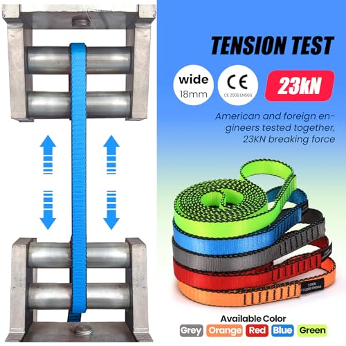 18MM Nylon Climbing Slings Runners 23 kN Strong Webbing Straps for Rock Climbing, Rappelling, Swing, Yoga Hammock etc - color: 1PC Blue, size: 24inch/60cm