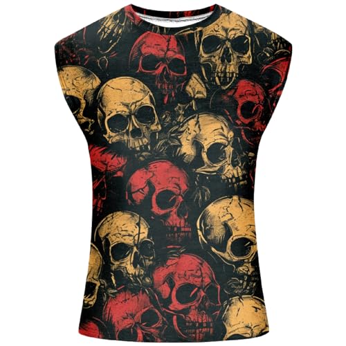 domirica Graphic Tank Tops Men Skull Printed Sleeveless Summer Oversized Loose Gym Workout Breathable Sportswear