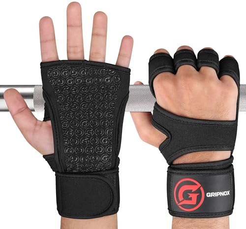 Ventilated Weight Lifting Gloves for Men & Women with Wrist Wrap Support – Padded Fingerless Gym Workout Gloves with Non-Slip Grip for Fitness, Weightlifting & Cross Training