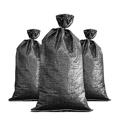 FAMI Empty Black Sandbags with Ties 16" x 25" - Woven Polypropylene Sandbags for Flooding, Flood Protection(10 Bags)