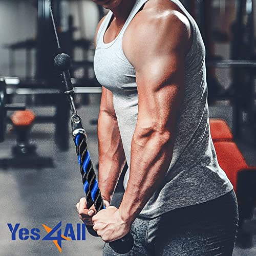 Yes4All Deluxe Tricep Rope Cable Attachment, 27 & 36 inch with 4 Colors, Exercise Machine Attachments Pulley System Gym Pull Down Rope with Carabiner - color: D. 27" Red Black