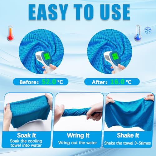 4 Packs Cooling Towel, 40" x 12" Microfiber Cooling Towels for Neck and Face, Soft Breathable Gym Towel for Working Out with Waterproof Bag & Carabiner, Sweat Towels for Running, Yoga, Travel, Climb