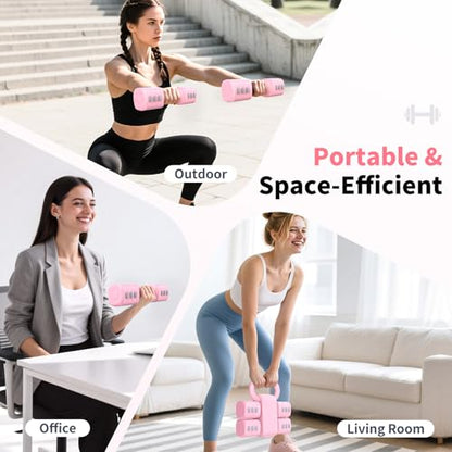Hezeyferg 2-in-1 Adjustable Dumbbells Set, 4 Levels Weight Dumbbells Set for Women Men, Each 2.2/3.3/4.4/5.5lb Hand Weights with Kettlebell Form for Home Gym Exercise Training