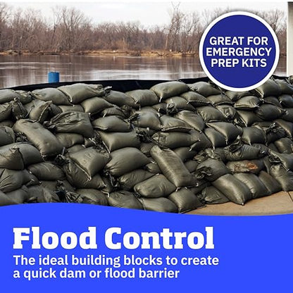 DURASACK Heavy Duty Sand Bags with Tie Strings Empty Woven Polypropylene Sand-Bags for Flood Control with 1600 Hours of UV Protection, 50 lbs Capacity, 14x26 inches, Green, Pack of 10 - color: Green, size: 10 Sandbags