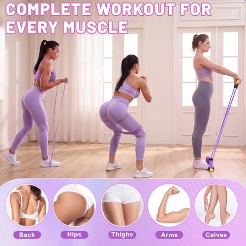 3-in-1 Resistance Bands Set for Working Out, 4 Pull up Assist Elastics with Door Anchor, 5 Booty Loops & 6-Tube Pedal Pull Rope, Home Gym Training Equipment, Arms Core Leg Glute Exercise