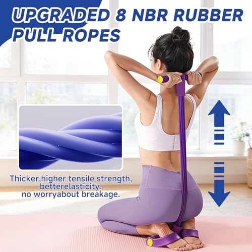 Pedal Resistance Band with Handles, 8 Tube Exercise Bands for Home Workout, Multifunctional Fitness Equipment for Abs, Waist, Legs & Full Body Training, Portable Foot Pedal Resistance Trainer