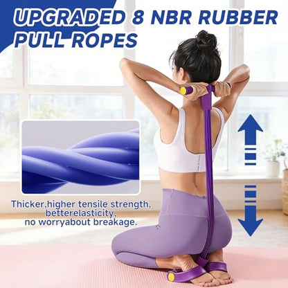 Pedal Resistance Band with Handles, 8 Tube Exercise Bands for Home Workout, Multifunctional Fitness Equipment for Abs, Waist, Legs & Full Body Training, Portable Foot Pedal Resistance Trainer