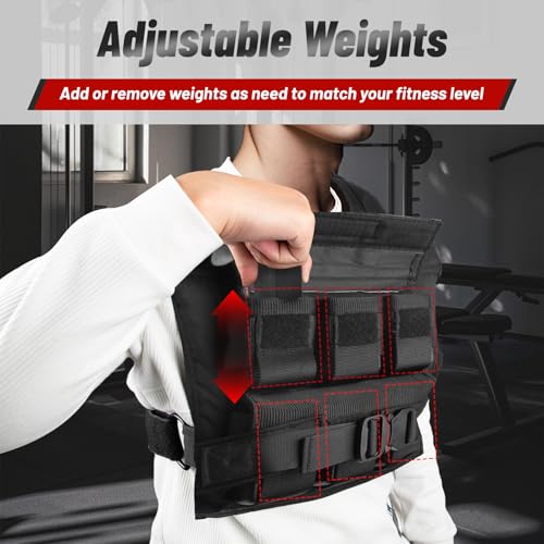 Weighted Vest Men 26lbs | 35lbs | 45lbs, Weighted Workout Vest With Removable Iron Weights, Weight Vest for Men and Women, Heavy Duty Weighted Exercise Vest for Strength Training Running Walking - size: 26lbs