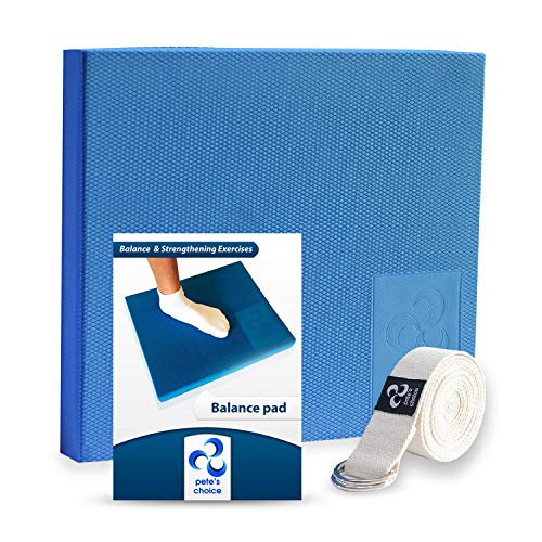 pete's choice XL or L Foam Balance Pad - Free Stretching Strap & Booklet | Extra Large Balance Pads - Physical Therapy, Ankle & Knee Rehab
