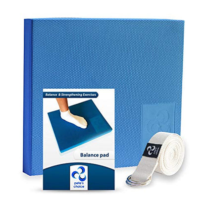 pete's choice XL or L Foam Balance Pad - Free Stretching Strap & Booklet | Extra Large Balance Pads - Physical Therapy, Ankle & Knee Rehab