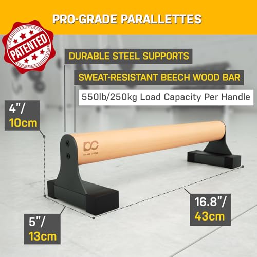 Parallettes Push Up Bar with Ergonomic Wooden Handles - Calisthenics Equipment - Non-slip Parallel Bars for Strength Training and Calisthenics - Pushup Handles Parallettes Bars - size: 17 IN