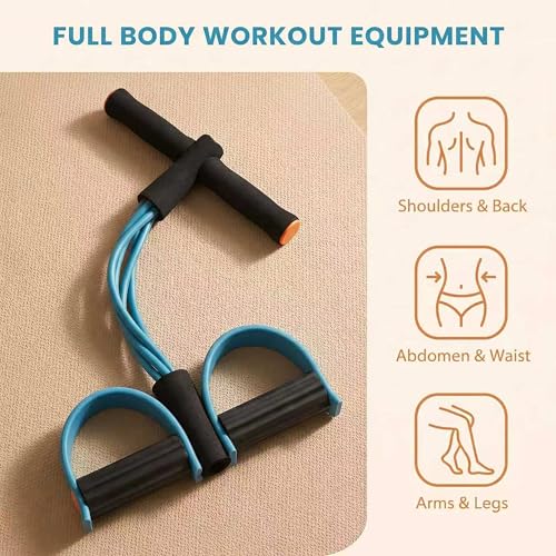 Upgraded Durable 6-Tube Pedal Resistance Strap with Handle, Natural Rubber Fitness Resistance Strap, Multifunctional Fitness Strap, Suitable for Abdominal, Waist, arm, and Leg Shaping Training