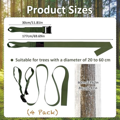 Hunting Climbing Stick Replacement Straps Heavy Duty Tree Stand Climbing Stick Straps Climbing Stick Accessories To Fix Most Hang-On's Platforms And Sticks, Easy To Adjust, Sturdy And Durable - color: 4 Pack