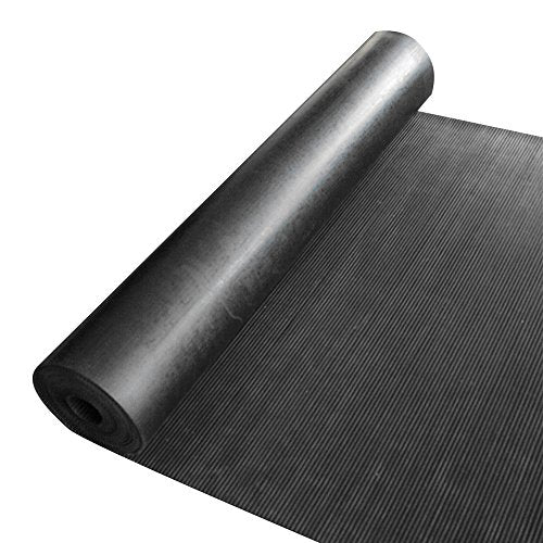 Rubber-Cal 03_167_W_RC_15 Ramp Cleat Non-Slip Outdoor Rubber Floor Mats, 0.13 inch Thick X 3ft X 15ft, Black