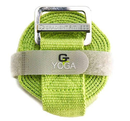 Yoga Strap, Friction-Less Easy-Feed Buckle, Super Soft Cotton/Polyester Blend Webbing, Free eGuide. (8 Feet) - color: Green