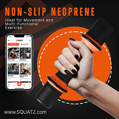 SQUATZ 4.41 lbs. Dumbbell Weight Set - Adjustable Weight All-in-One Versatile Dumbbells for Women, Non-Slip Neoprene Ideal for Common Movement and Multi Functional Exercise, Home Gym Training