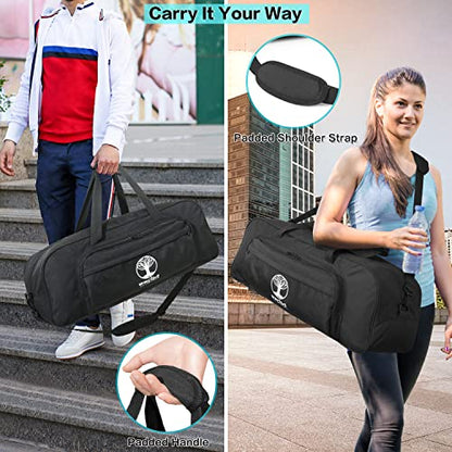 Yoga Mat Bag Carrier with 8-Pocket & Wet Pocket, Air Vent | Large Yoga Mat Holder Fits Thick Mats & Blocks | Gym Duffle Bag for Women & Men