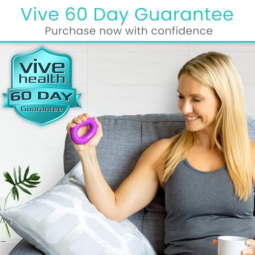 Vive Hand Strengthener Grip Ring - Forearm Ring Hand Exercisers - Silicone Squeezer Gripper for Muscle Strengthening Training Tool - Arthritis Finger Physical Therapy PT Kit Trainer - color: Multicolor (4 Pack)