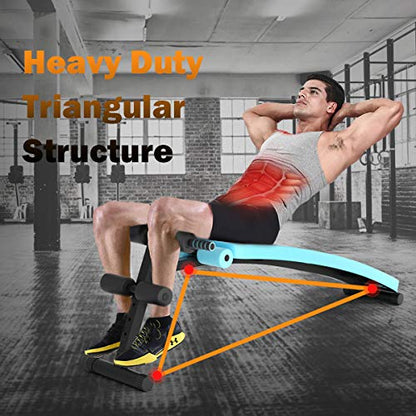 GYMAX Sit up Bench, Folding Adjustable Workout Bench for Ab Exercise, Curved Incline/Decline Slant Bench, Foldable Strength Training Weight Bench, Situps Abs Workout Equipment